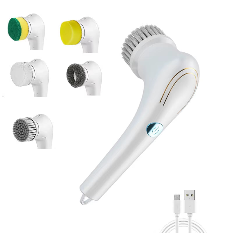 6 in 1 Wireless Electric Cleaning Tool Scrub Brush Window Wall Cleaner Adjustable Cleaning Brush Bathroom Kitchen Cleaning Brush