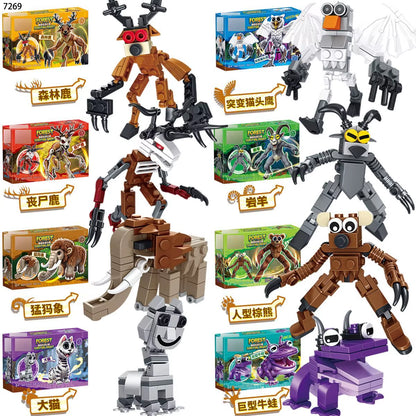 New 99 Nights in the Forest Building Block Horror Deer Owl Goat Cat Mammoth Loses Deer Assembled Bricks Kids Toys Christmas Gift