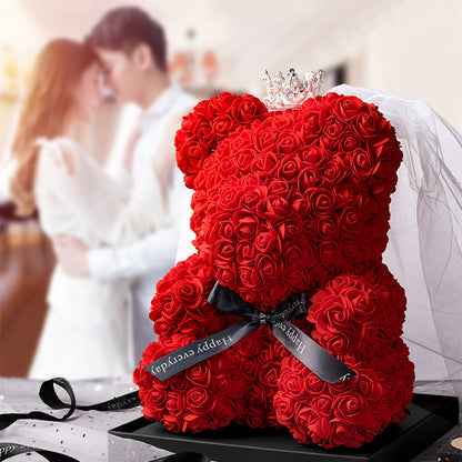 Wedding Teddy Rose Bear with Box ＆ Led Light for Girlfriend Valentines Gifts USA