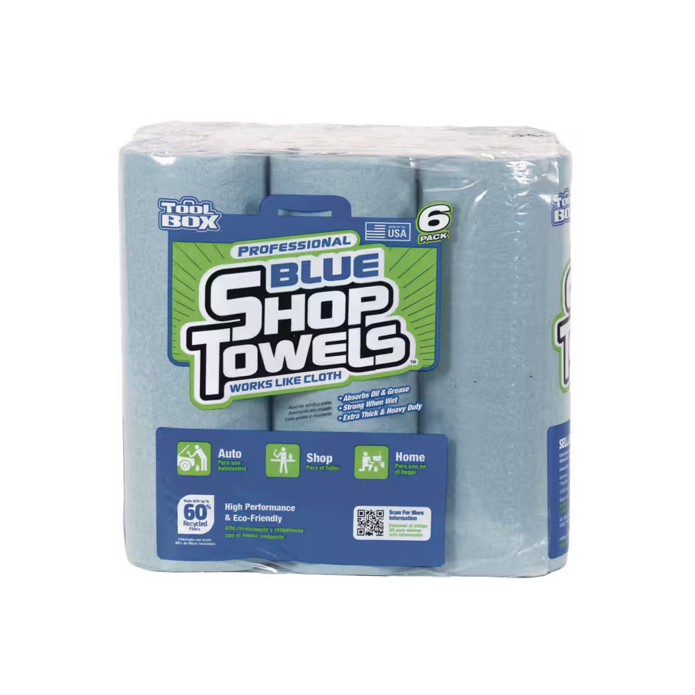 Professional Blue (330Ct Total Sheets; 55Ct per Roll; 11 In. X 9 In. Sheet Size; ) 6-Pack Disposable Shop Towel