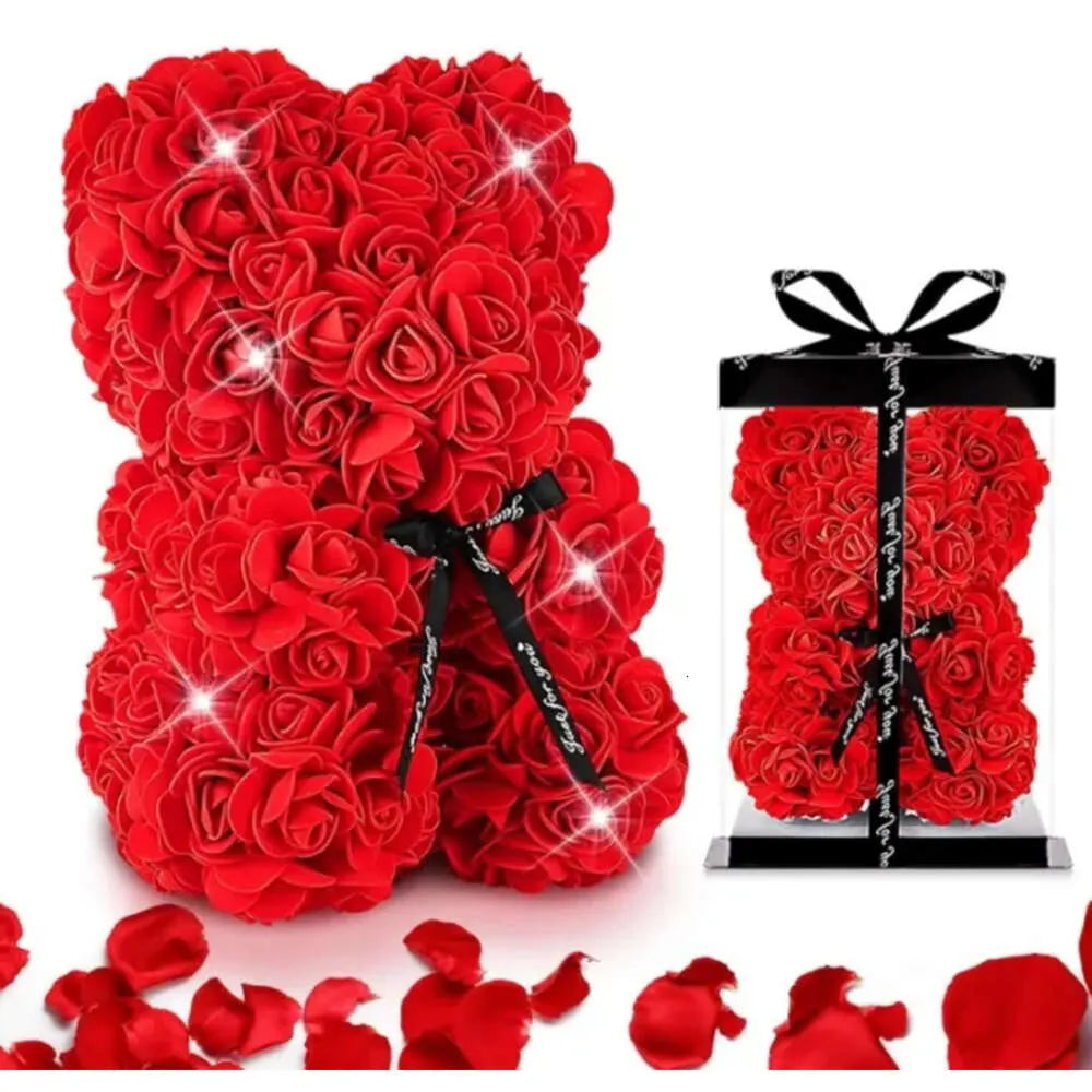 Wedding Teddy Rose Bear with Box ＆ Led Light for Girlfriend Valentines Gifts USA