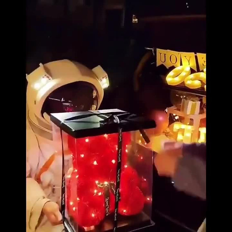 Wedding Teddy Rose Bear with Box ＆ Led Light for Girlfriend Valentines Gifts USA