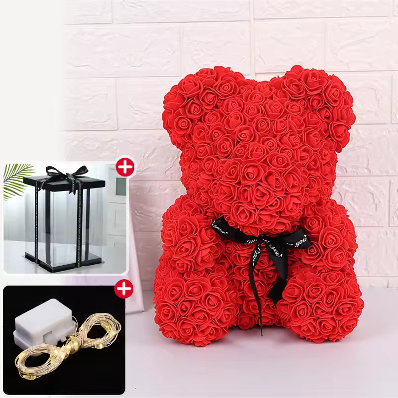 Wedding Teddy Rose Bear with Box ＆ Led Light for Girlfriend Valentines Gifts USA